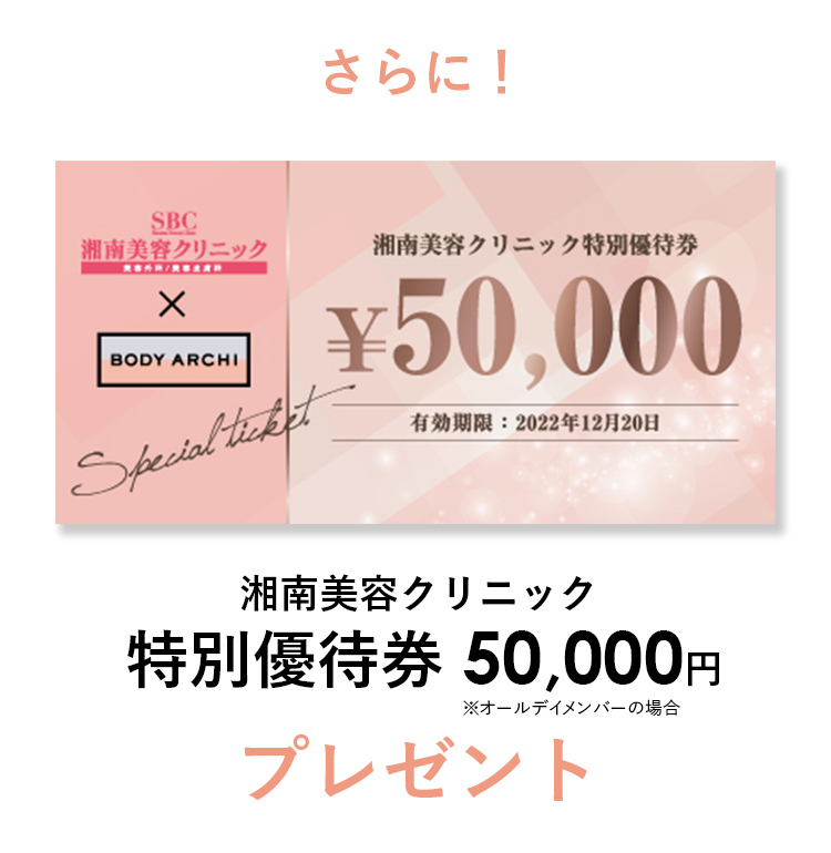 さらに湘南美容クリニック 特別優待券50,000円プレゼント